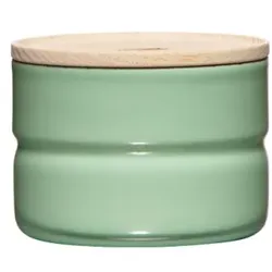 Riess Vorratsdose mit Eschenholzdeckel Ø8cm 0,19L Green Emaille