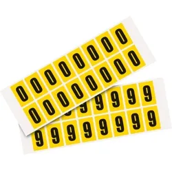 Aufkleber I Kombipackung Ziffer 0-9, gelb/schwarz, Folie, SH 25mm, 22x36mm, 32 je Ziffer/Packung