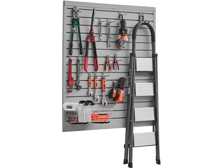 VEVOR Gereedschapswand 1230x1235x20mm PVC Grijze Garage Slat Wand 136kg per Paneel