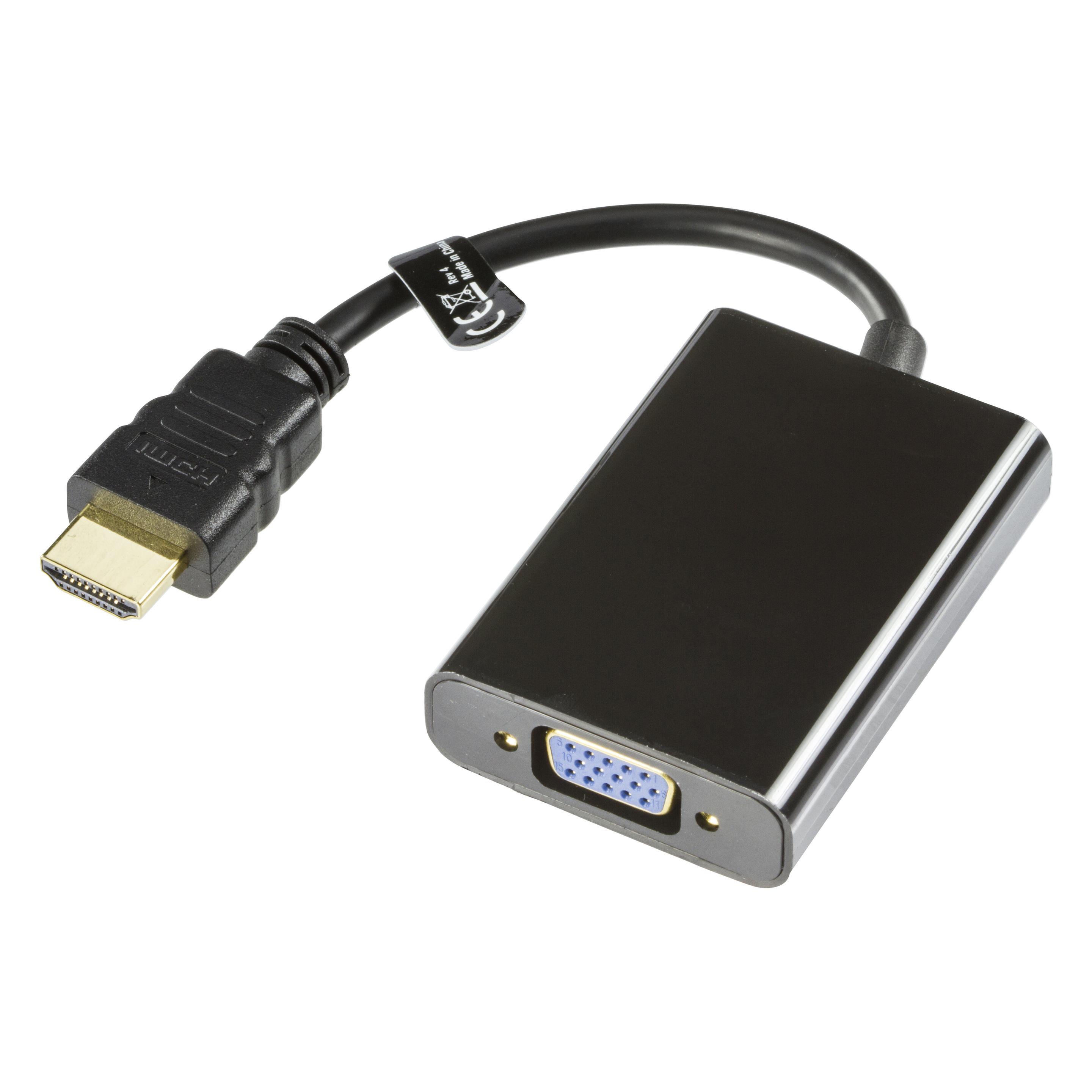 Deltaco HDMI-VGA7 Videokabel-Adapter 0,2 m VGA (D-Sub) + Micro USB Type-B Schwarz (HDMI, VGA) (HDMI-VGA7)