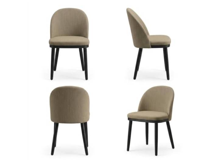 IDEALHOUSE Modernes Esszimmerstuhl‑Set 4er, Leinen Verstellbaren Füßen Camel