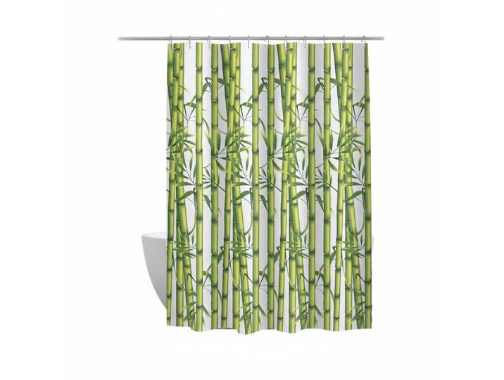 MSV Duschvorhang Bambou, Mehrfarbig, Floral, 180x200 cm, antibakteriell, wasserundurchlässig, wasserabweisend, Heimtextilien, Badtextilien, Duschvorhänge