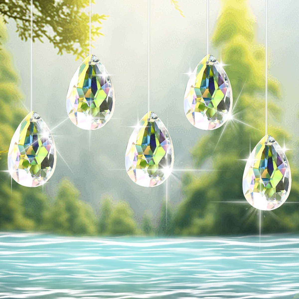 Dailygoods Suncatcher 10 stuks - Kristal 38 mm - Transparante raamdecoratie