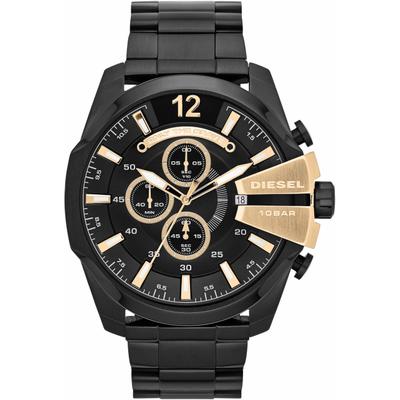 Chronograph DIESEL "MEGA CHIEF", schwarz, Armbanduhren, Herren, Chronograph, Quarzuhr, Armbanduhr, Herrenuhr, Stoppfunktion, Edelstahlarmband