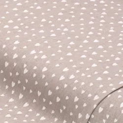 Baumwollstoff Herzen "Mona", taupe/weiß