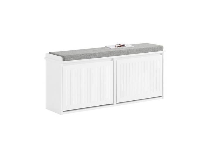 Meuble à Chaussures avec Assise Coussin Rembourré FSR98-XL-W SoBuy - 2 Abattants - 100x26x46 cm – Blanc
