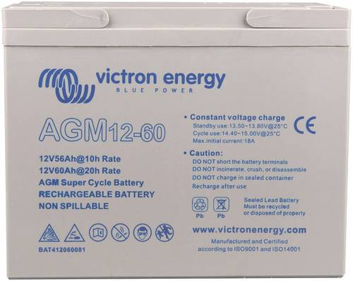 Victron Energy Deep Cycle BAT412550084 Bleiakku 12V 60Ah Blei-Vlies (AGM) (B x H x T) 138 x 229 x 227mm
