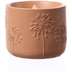 LED Solar Windlicht Pusteblume Blumenmuster Solar Kerze flackernd terracotta