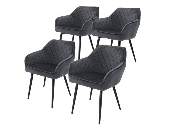ESSZIMMERSTUHL Samt Dunkelgrau 4er Set