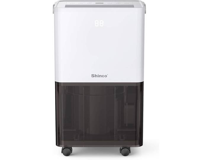 Déshumidificateur SHINCO 10L, capteur d'humidité, pour 45 m³ (15 m²), économe en énergie, tuyau de drainage inclus. Parfait pour les pièces moyennes