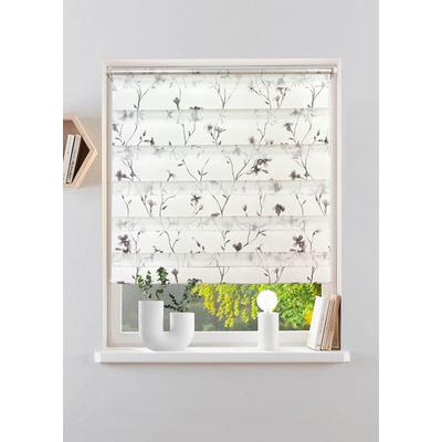 Doppelrollo OTTO HOME "MINNA" Gr. 13, grau (weiß), B:70cm H:210cm, Polyester, Rollos, Rollo mit Floralem Design, Für Fenster & Tür, Klemmfix - sehr beliebt, Topseller