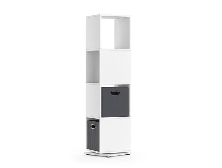 Vicco Drehregal Weiß 35.2 x 144.2 cm mit 2 Faltboxen, Quadratisch, 35.2x144.2x35.2 cm, Wohnzimmer, Regale, Bücherregale