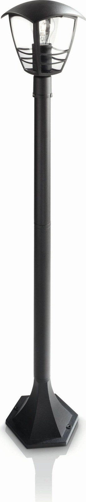 Philips Creek vloerlamp zwart met glazen voet en aluminium details