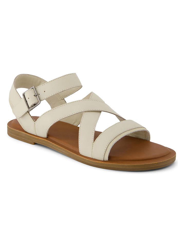TOMS Leder-Sandalen in Creme - 37,5