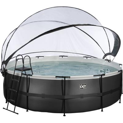Framepool EXIT "inkl. multifunktionaler Poolabdeckung", schwarz, H:122cm Ø:488cm, Schwimmbecken, ØxH: 488x 122 cm, mit Sandfilteranlage und Sicherheitsleiter
