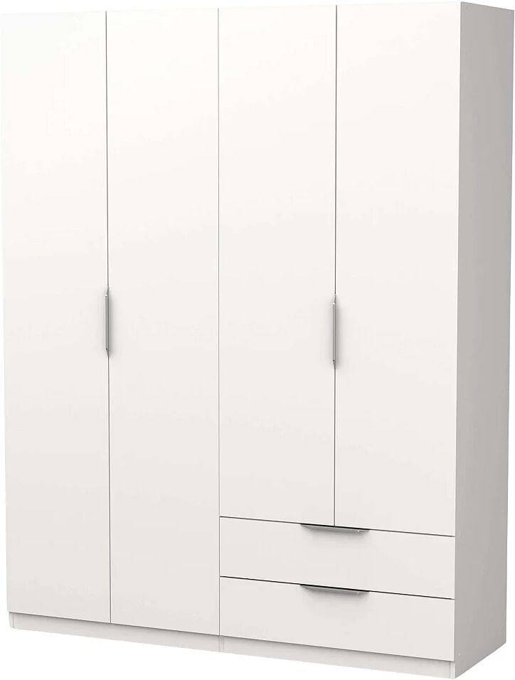 Armario Dormitorio Ghost 2 Cajones 4 Puertas Melamina Blanco 158x51 cm