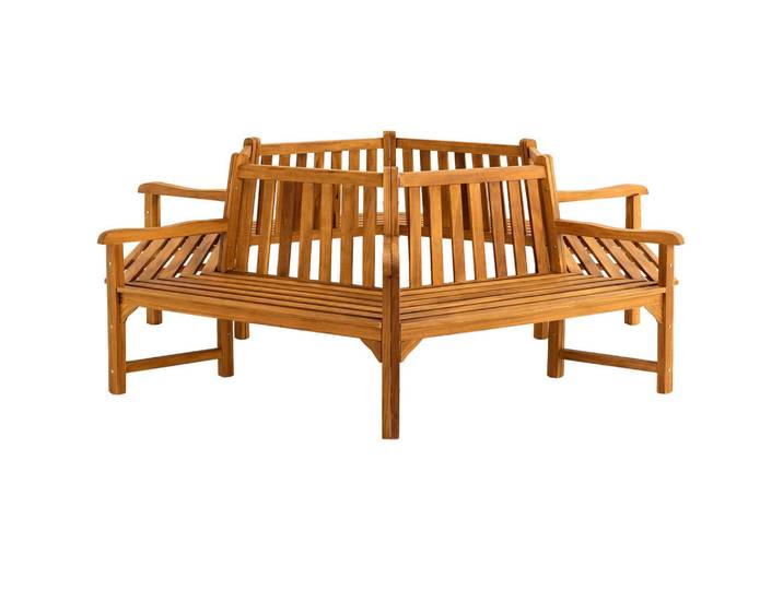 CLP Gartenbank 250/250 cm Holz teak, Teakfarben, 250x93x250 cm, Gartenmöbel, Gartenbänke