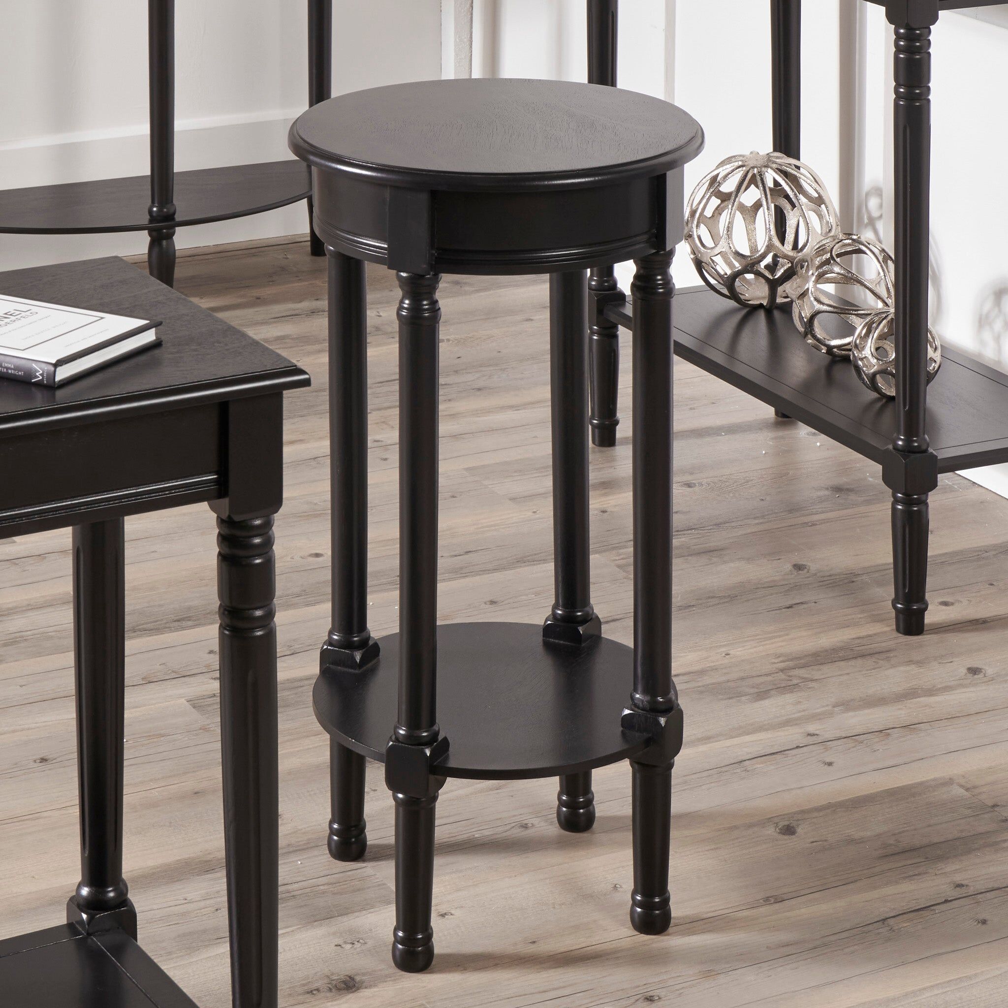 Pacific Lifestyle - Heritage Black Pine Wood Round Accent Table