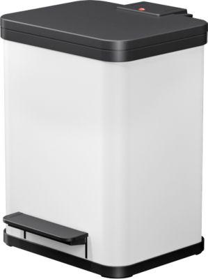 Tretmülleimer Hailo Öko Duo Plus M, 2 x 9 l, rechteckig, Stahlblech, weiß