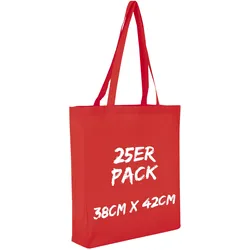 Texxilla Baumwolltasche Mehrpack mit zwei langen Henkeln, Boden- und Seitenfalte, Rot, rot
