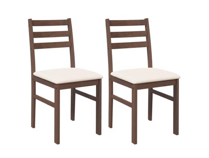 NLQMSU Esszimmerstühle mit Kissen, 2 Stück, Braun, Massivholz 2 Stück massives Gummibaumholz, inklusive Kissen, ergonomisches Design, Esszimmer, Wohnzimmer, Küche
