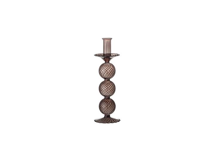 Bougeoir en verre violet, chandelier, 3 boules, aussi vase - Bloo