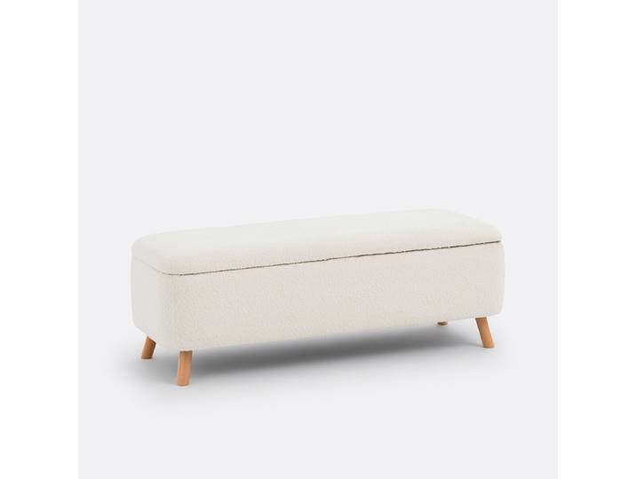 LA REDOUTE Banc bout de lit coffre, tissu bouclette, Jimi Beige Ecru