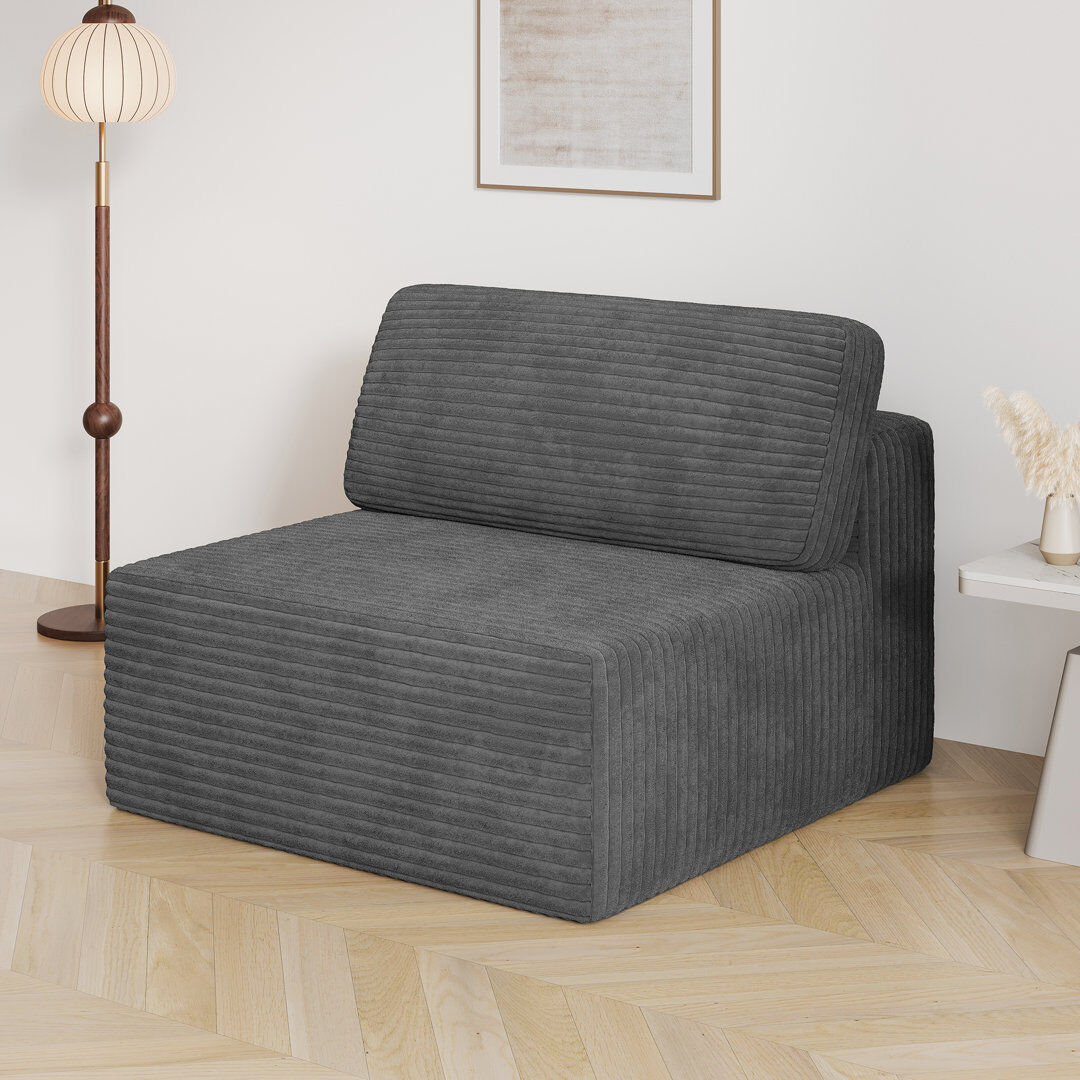 17 Stories Modular Corduroy 101cm Armless Accent Chair Grey 82cm H X 101cm W X 101cm D