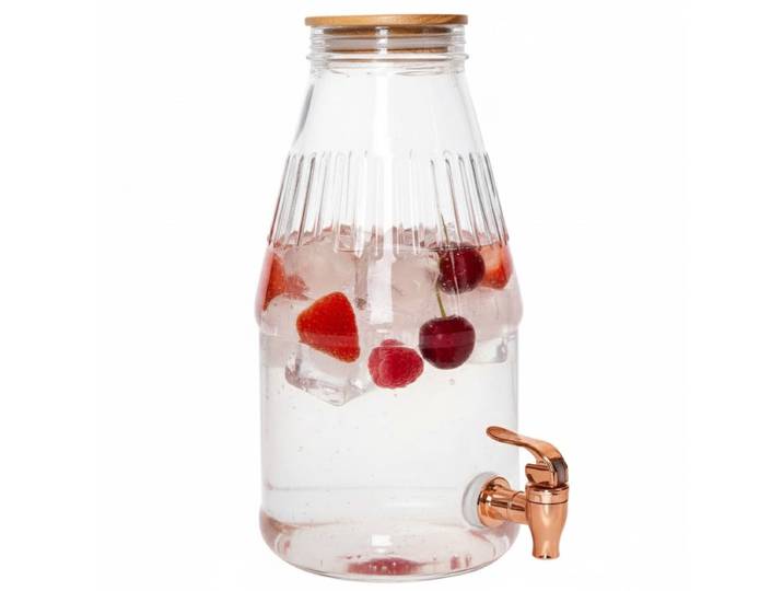 Home Deco Factory Drankdispenser met kraantje - 3.8 liter - transparant glas - limonadetap - waterdispenser - 17 x 33 cm