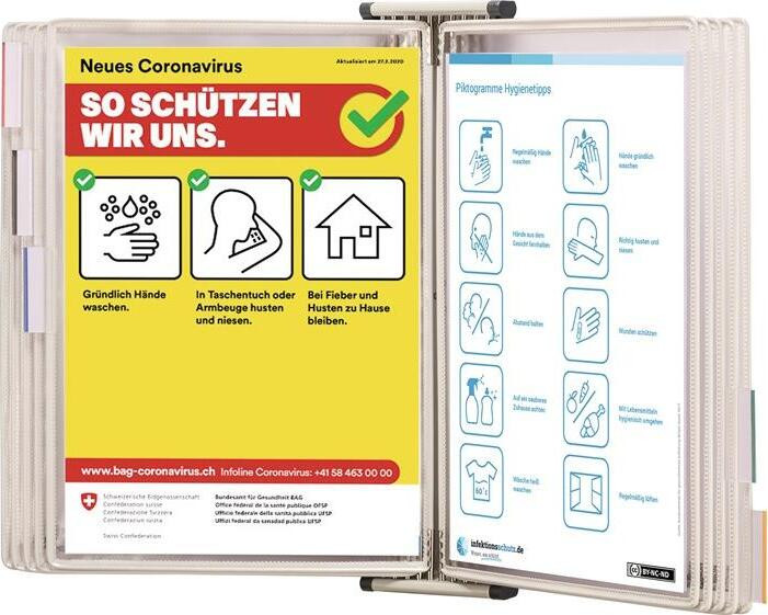 Tarifold Wandhouder voor 10 A4 zichtpanelen, zwart gelakt