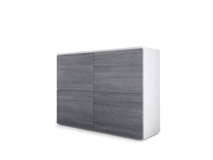 Vladon Commode buffet Rova en Blanc mat - Avola-Anthracite - Avola-Anthracite