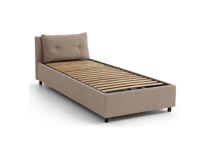 Lit simple en tissu tourterelle 80x190 cm