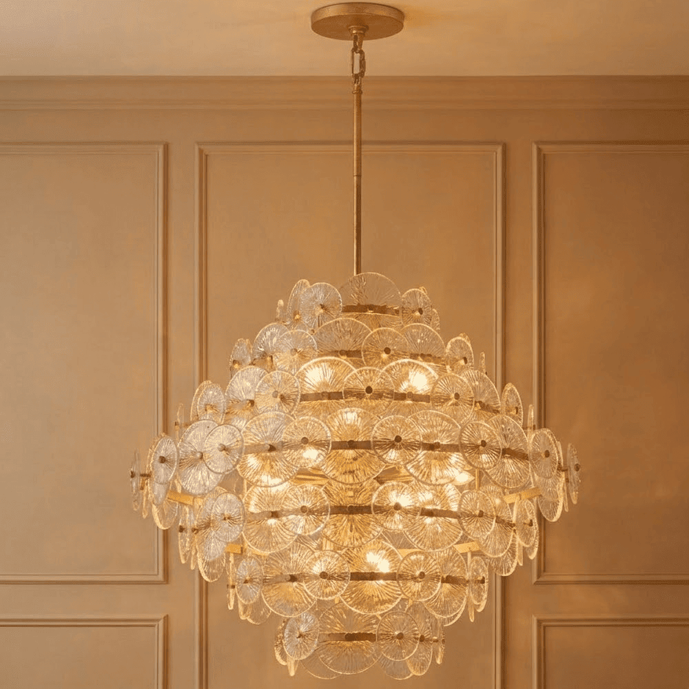 Selene Gold 16 Light Chandelier with Round Glass Detailing