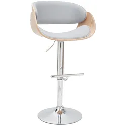 Hocker Design höhenverstellbar in hellgrauem Stoff und hellem Holz BENT