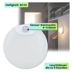 Ideoon, Nachtlicht, 4er-Set LED Schrankleuchte mit Bewegungssensor – Wiederaufladbares Nachtlicht