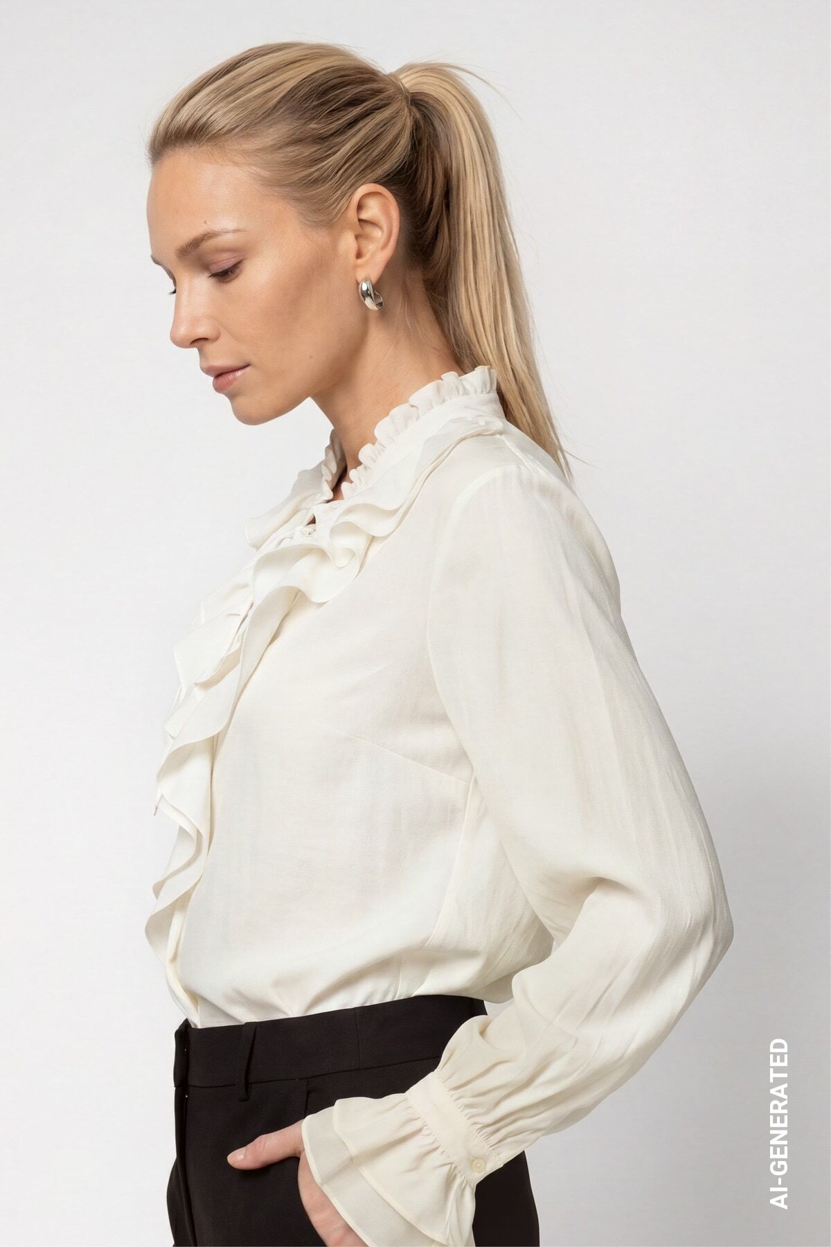 Rüschenbluse MONARI "Bluse Rüschen", Damen, Gr. 36, weiss (weiß), Web, Obermaterial: 80% Lyocell, 20% Polyester, unifarben, regular fit taillenbedeckt, Rundhals, eingesetzt Rüschen, Blusen Rüschenbluse, Regular fit mit Volantdetails weiß 36