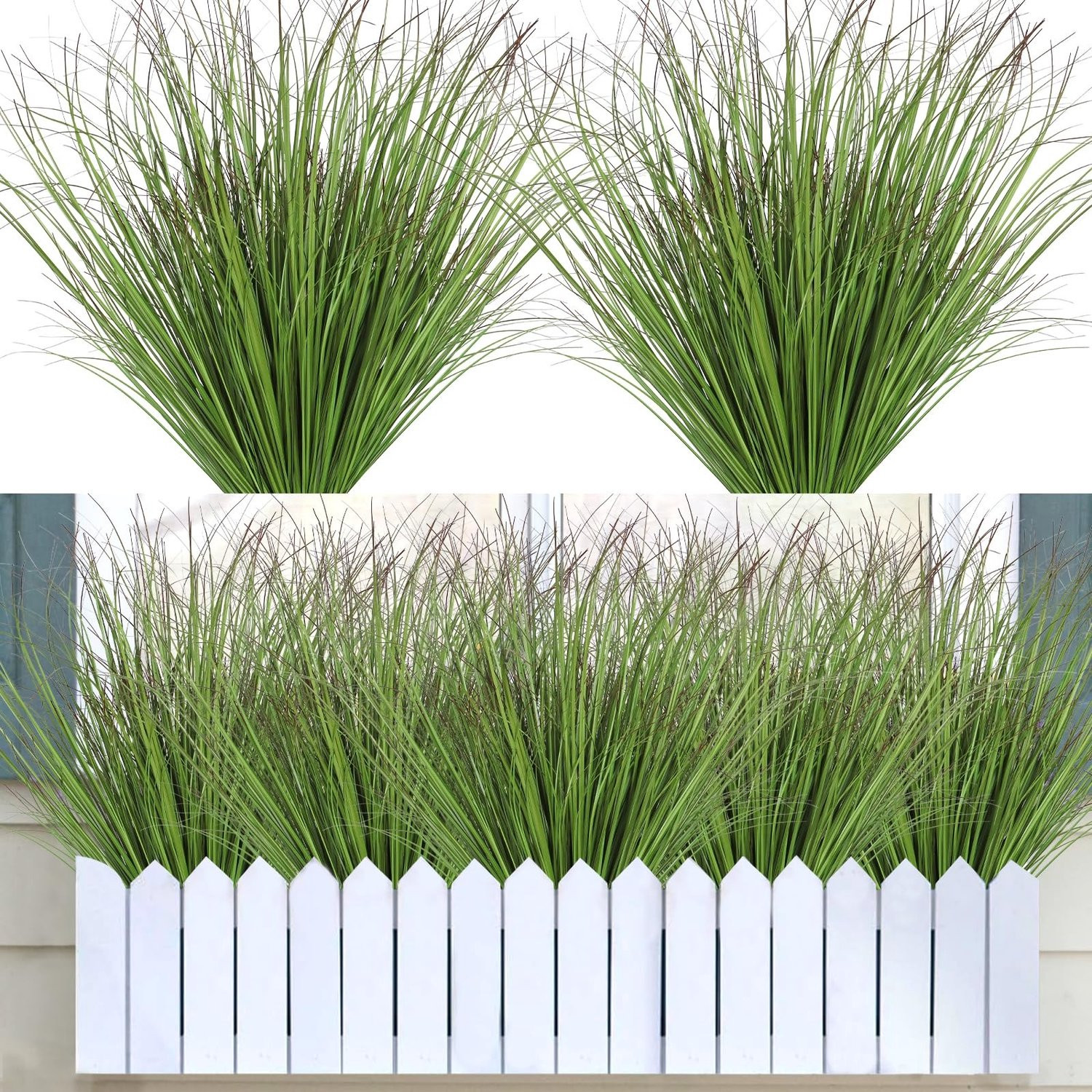 Set van 10 weerbestendige kunstplanten, 50 cm, groen