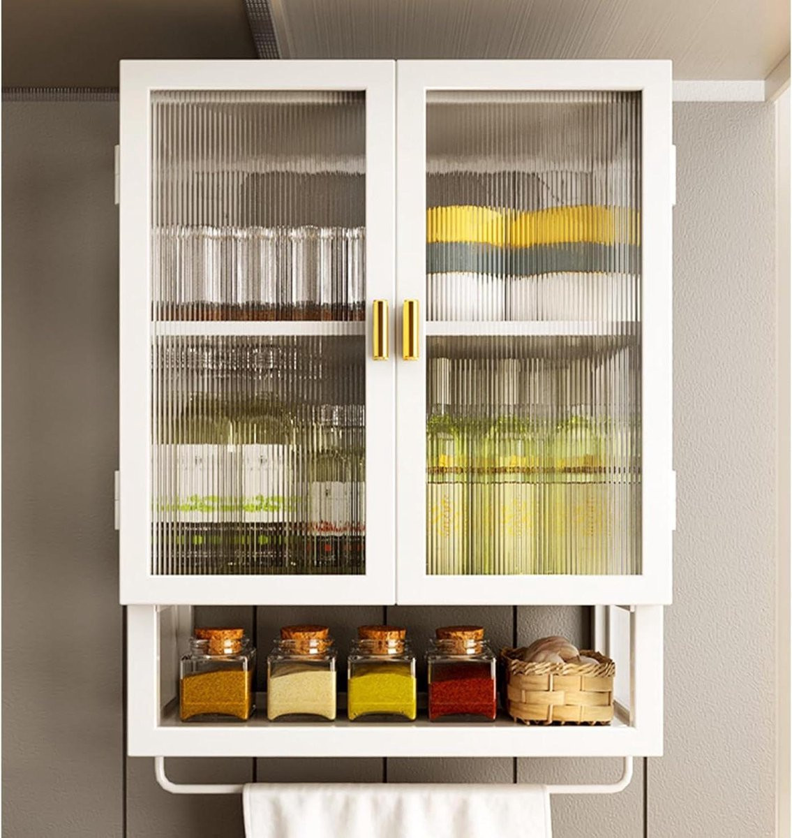 Zwarte wandkast voor de keuken, badkamer of woonkamer, Breedte: 49,5 cm