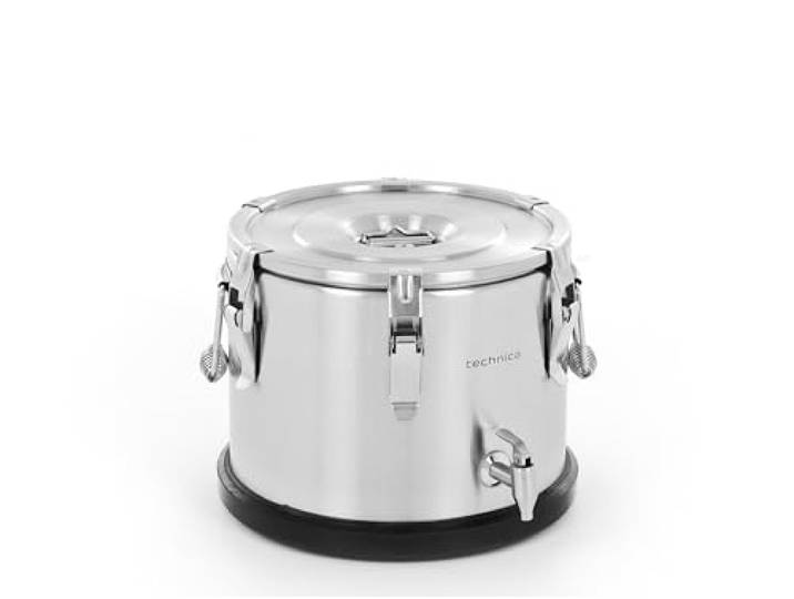 TECHNICA Thermoskanne 15L Edelstahl Thermobehälter Thermotransportbehälter & Isolierkanne - Thermos Hält bis zu 6 Stunden warm oder kalt - Warmhaltebehälter Mit Belüftungsventil mit Auslaufhahn