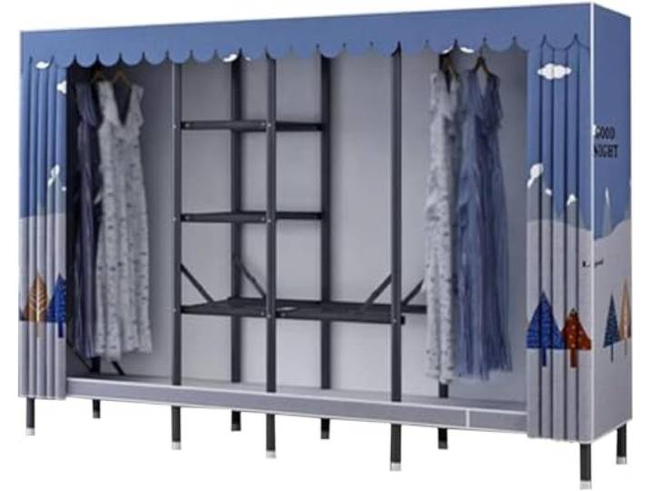 Tragbarer Stahlrahmen-Kleiderschrank, Schlafsaal, Schlafzimmer(B,190cm)
