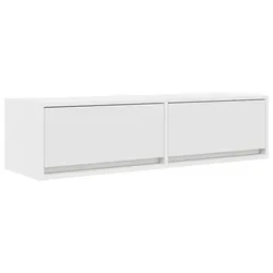 Helloshop26 - Modernes wandmontiertes TV-Möbel 100 x 31 x 25 cm mit 2 Schubladen minimalistisches Design weißes Holzwerkstoff