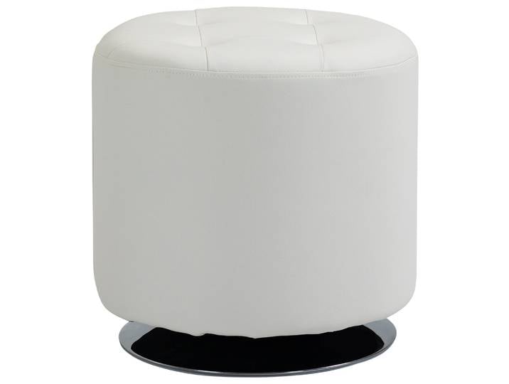 HOMCOM Repose pied salon pivotant à 360°, ottoman rond, siège rembourré en PU avec base en acier, pouf salon pour chambre à couc