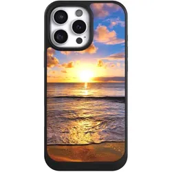 Nivocase Hülle für Apple iPhone 16 Pro Max Handyhülle NIVOcore Case Schwarz Meer Sonnenuntergang Strand (Apple iPhone 16 Pro Max), Smartphone Hülle, Schwarz
