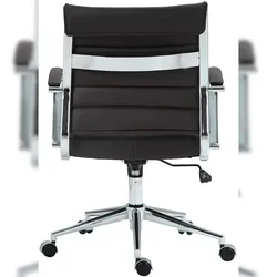 DELUKE® Bürostuhl Ergonomisch EVOK Schreibtischstuhl Echtleder Höhenverstellbarer Drehstuhl Chefsessel, Computerstuhl 130 kg Dunkelbraun