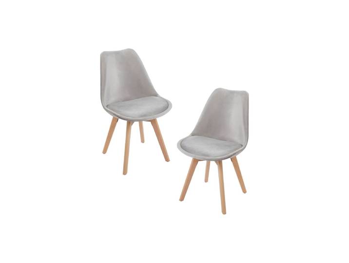 2er Set Synk Samt Stühle - Gris clair