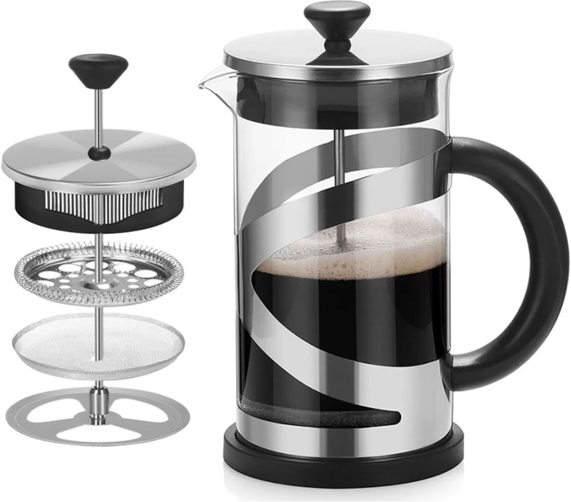 INF 600ml Borosilikatglas French Press Kaffeebereiter mit PP-Griff Schwarz
