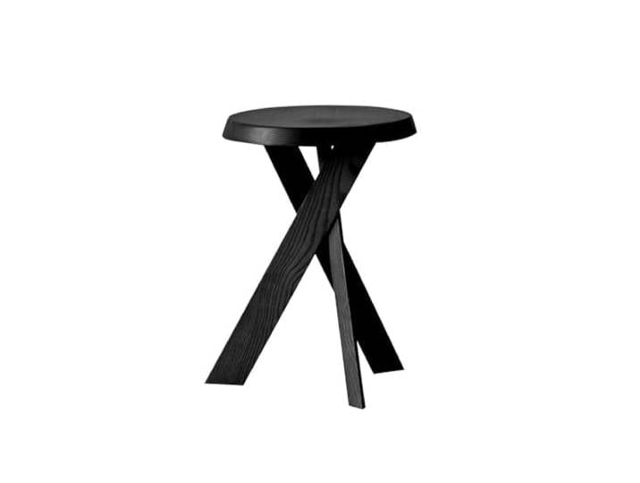 NIUHUAHUI Teetisch, Einfacher Beistelltisch aus Holz, Kleiner runder Hocker, Wohnzimmer, Balkon, Nachttisch(Black)