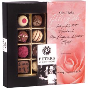 Peters Pralinen mit Genuss verführt Alles Liebe, 16 Stück, 8 verschiedene Sorten, mit Alkohol, 200 g
