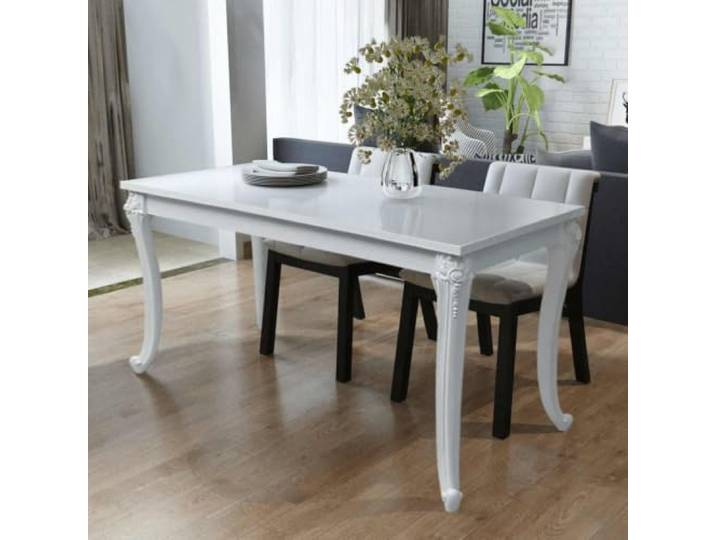 HEFZGDB Hochglanz-Esstisch Weiß 116 x 66 x 76 cm aus MDF mit stabilen Beinen, eleganter Design Tisch für Ihr Esszimmer, einfach zu reinigen und unkompliziert zu montieren, langlebig