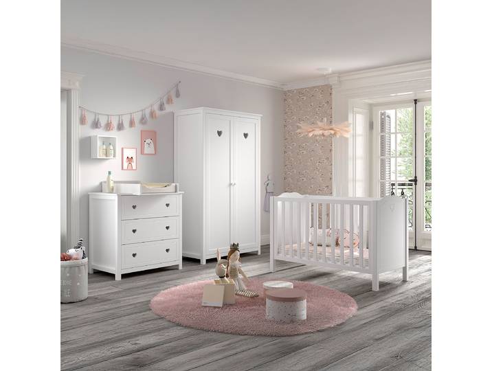 Babyzimmer 4-teilig mit 2-Türer 60 x 120cm Weiß